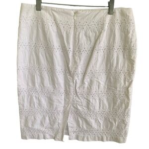 Talbots White 100% Cotton Eyelet Lined Straight Pencil Skirt Women’s Size 10